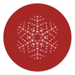 Snowflake Design in Dark Red and White. Round Sticker