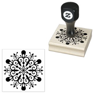 Snowflake Design Wood Art Stamp