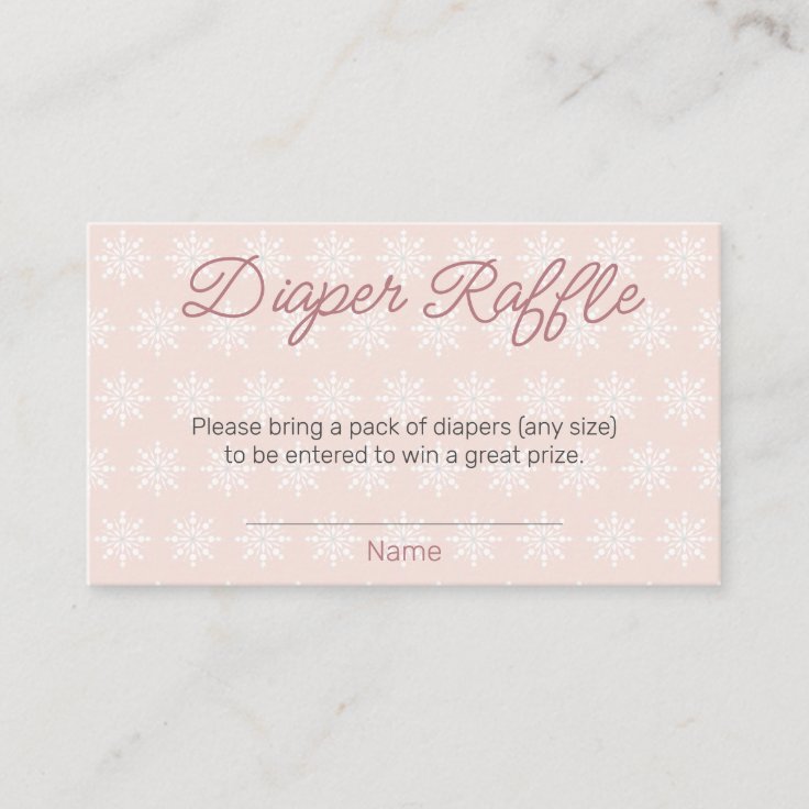 Snowflake Diaper Raffle Girl Baby Shower Enclosure Card Zazzle