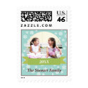 Snowflake flurry green banner custom photo holiday stamp