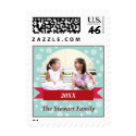 Snowflake flurry red banner custom photo holiday stamp