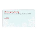 Snowflake furry red blue return address shipping label