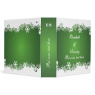 Snowflake green white winter wedding binder