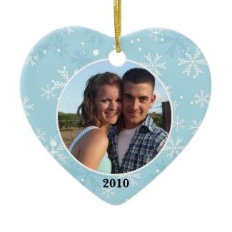 Snowflake Heart Ornament Photo Template ornament