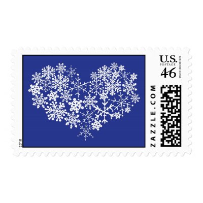 Snowflake Heart Winter Wedding Postage