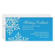 Snowflake Holiday Cocktails Party Invitation Photo Cards