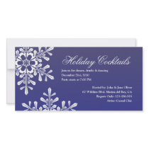 Snowflake Holiday Cocktails Party Invitation Photo Card Template