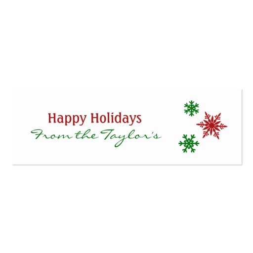 Snowflake Holiday Gift Tag Business Card Template (front side)