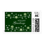Snowflake Holiday Green Postage Stamps