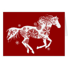 Snowflake Horse Holiday Christmas Greeting Card