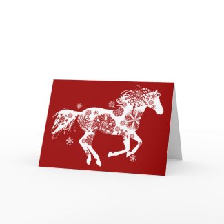 Snowflake Horse Holiday Greeting Card card