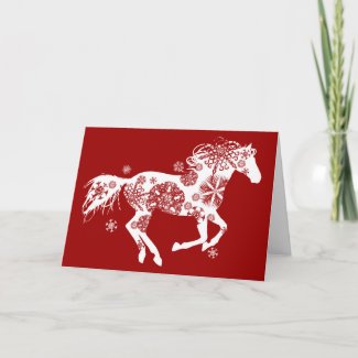 Snowflake Horse Holiday Greeting Card