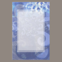 snowflake in blue 8, winter winds stationery
