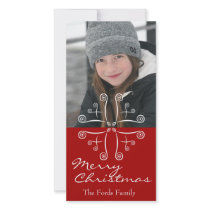 Snowflake In Red customized photo card
