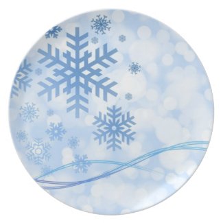 Snowflake Merry Christmas Season's Greetings Plates