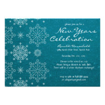 Snowflake New Years Party Invitations in Blue