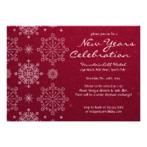 Snowflake New Years Party Invitations in Red