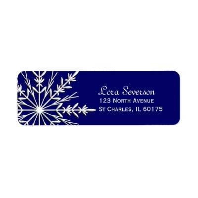 Snowflake on Blue Return Address Label