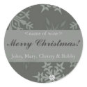 Snowflake on Silver Christmas Wine Labels sticker