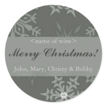 Snowflake on Silver Christmas Wine Labels Sticker