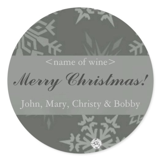 Snowflake on Silver Christmas Wine Labels stickers