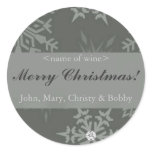 Snowflake on Silver Christmas Wine Labels Sticker
