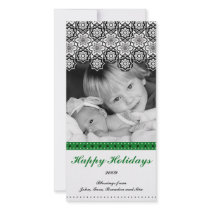 Snowflake Pattern with Green Photo Card photo cards