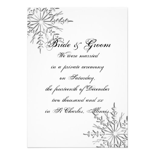 Snowflake Private Marriage / Elopement Custom Invitations