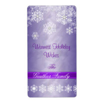 Snowflake Purple Foil Diamond Holiday Wine Label