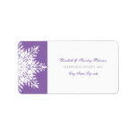 Snowflake purple white winter wedding label labels