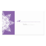 Snowflake purple white winter wedding place card business cards