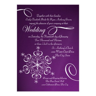 Snowflake Purple Winter Wedding Custom Invites