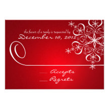 Snowflake Red Elegance Response Card Invite