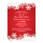 Snowflake red white winter wedding bridal shower custom invite