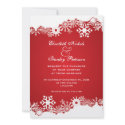 Snowflake red white winter wedding invitation invitation