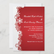Snowflake red white winter wedding invitation invitation