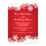 Snowflake red white winter wedding invitation