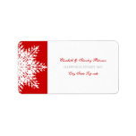 Snowflake red white winter wedding label labels
