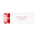 Snowflake red white winter wedding label labels