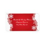 Snowflake red white winter wedding label