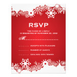 Snowflake red white winter wedding RSVP Custom Invite