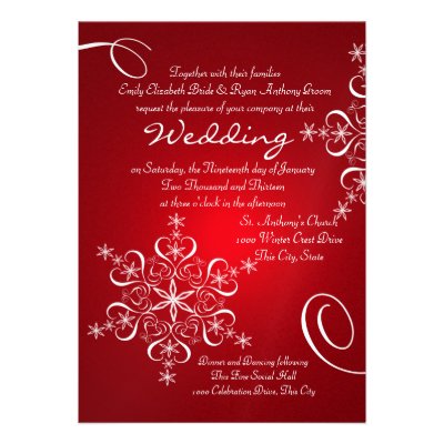 Snowflake Red Winter Wedding Invitation