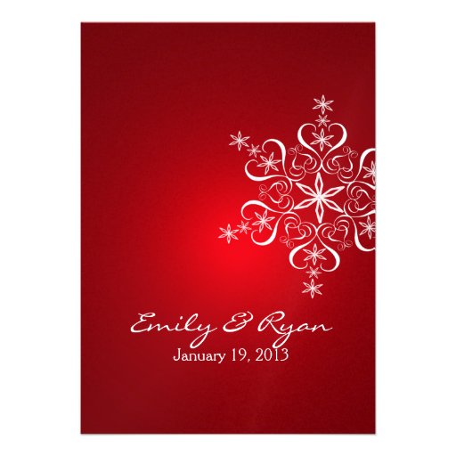 Snowflake Red Winter Wedding Invitation