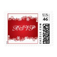 Snowflake red winter wedding RSVP stamp stamp