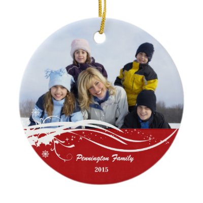 Snowflake swirl Christmas holiday photo ornament