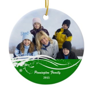 Snowflake swirl Christmas holiday photo ornament ornament