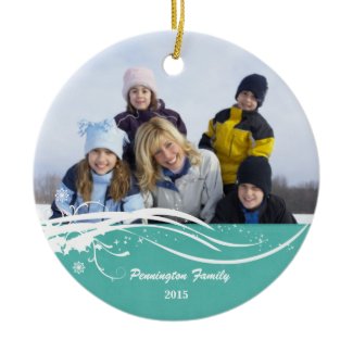 Snowflake swirl Christmas holiday photo ornament ornament