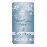 Snowflake Teal Foil Diamond Holiday Wine Label