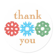 Snowflake trio holiday thank-you sticker by KarateKatGraphics Snowflake trio holiday thank-you sticker