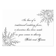 Snowflake Wedding Charity Favor Card Business Card